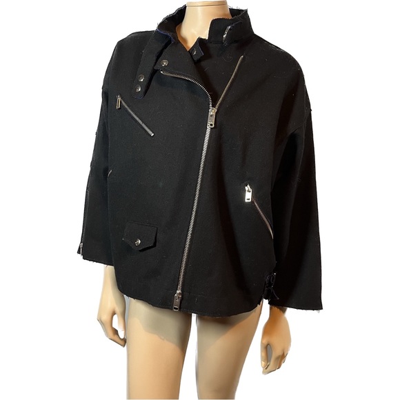 NWOT Diesel Moto Jacket in Black Wool with blue lining - Picture 7 of 16